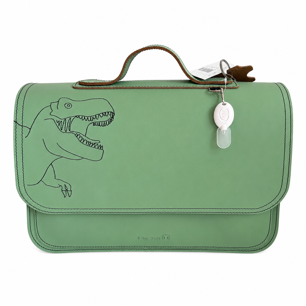 Own Stuff Lederen Boekentas Dino | Pastel Green
