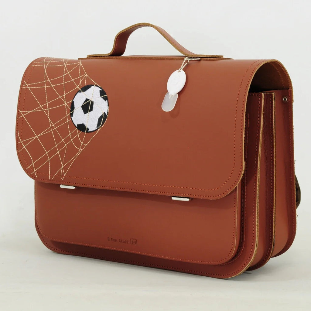 Own Stuff Lederen Boekentas Football | Chestnut