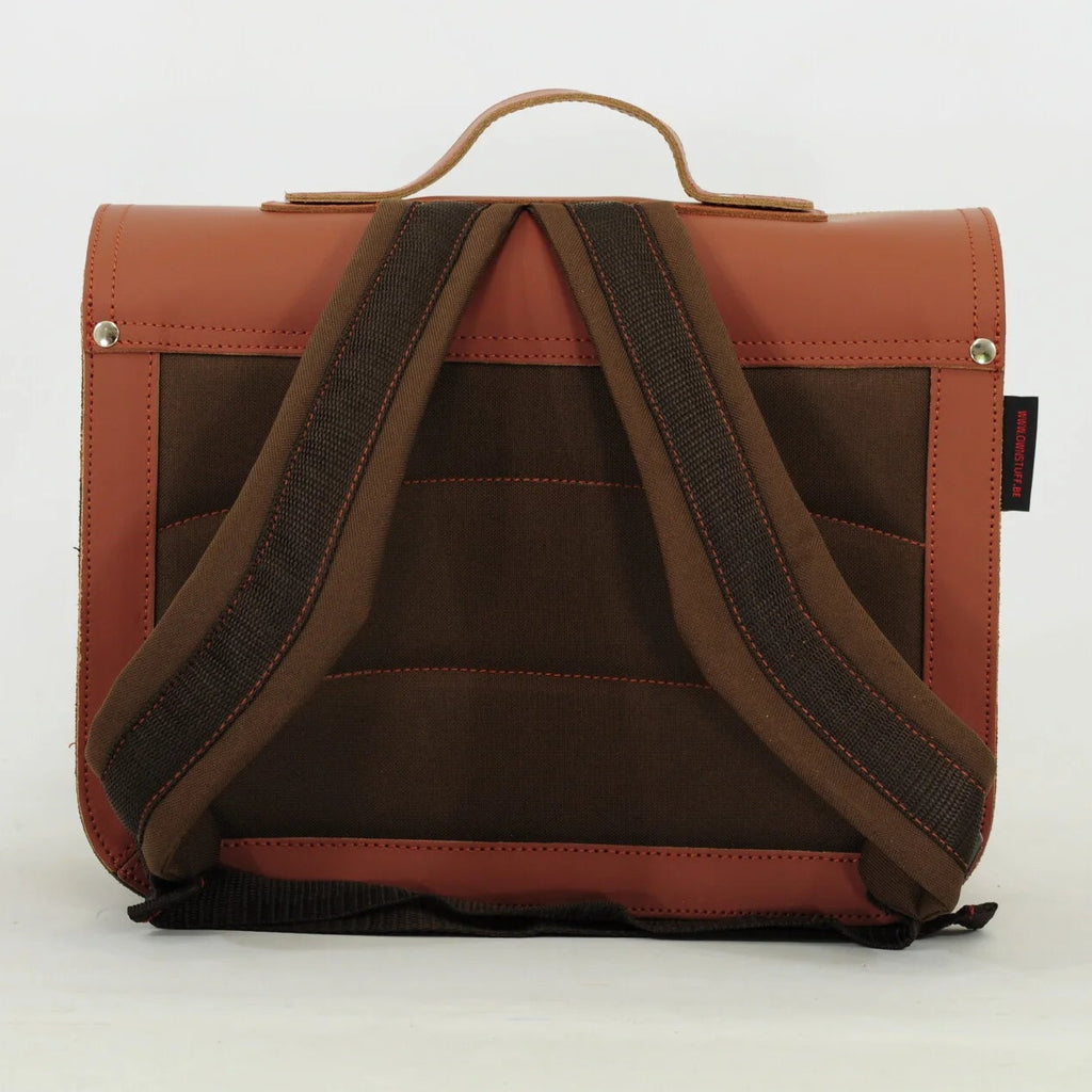 Own Stuff Lederen Boekentas Football | Chestnut