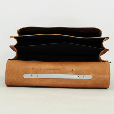 Own Stuff Lederen Boekentas Football | Chestnut