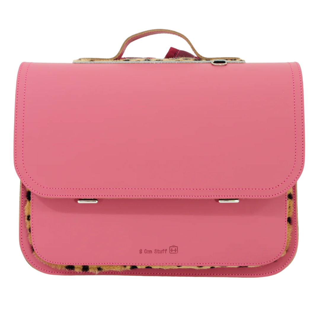 Own Stuff Lederen Boekentas Leopard | Peach