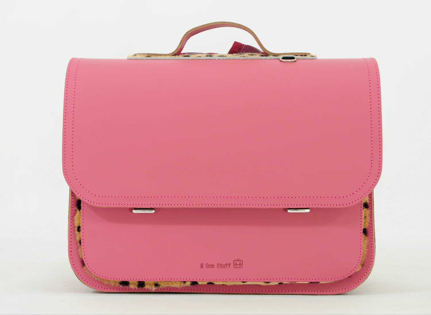 Own Stuff Lederen Boekentas Leopard | Peach