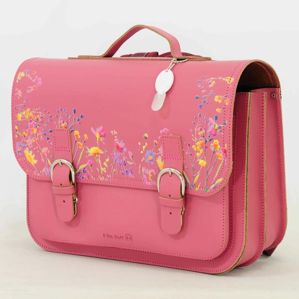 Own Stuff Lederen Boekentas Wildflowers | Antique Pink