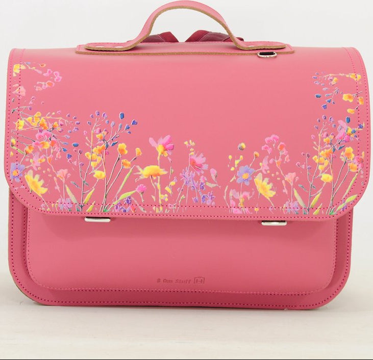 Own Stuff Lederen Boekentas Wildflowers | Antique Pink