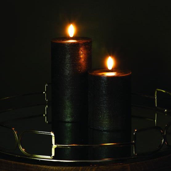 Uyuni LED Kaars Pillar Melted Candle 7,8x20 cm | Forest Black Rustic