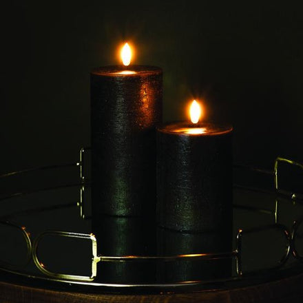 Uyuni LED Kaars Pillar Melted Candle 7,8x20 cm | Forest Black Rustic