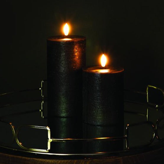 Uyuni LED Kaars Pillar Melted Candle 7,8x10 cm | Forest Black Rustic