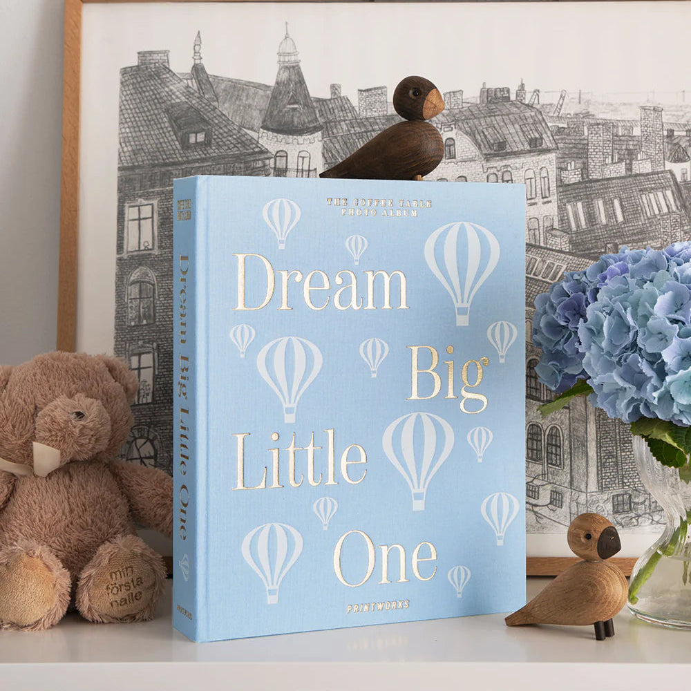 Printworks Fotoalbum Dream Big Little One Blue in 100% katoen, buitenmaat 33 x 27 x 5 cm, De Gele Flamingo