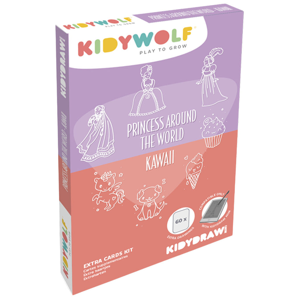Kidywolf Navulling Voor Kidydraw-Mini Tablet Prinses & Kawai, de navulling met tekenkaarten