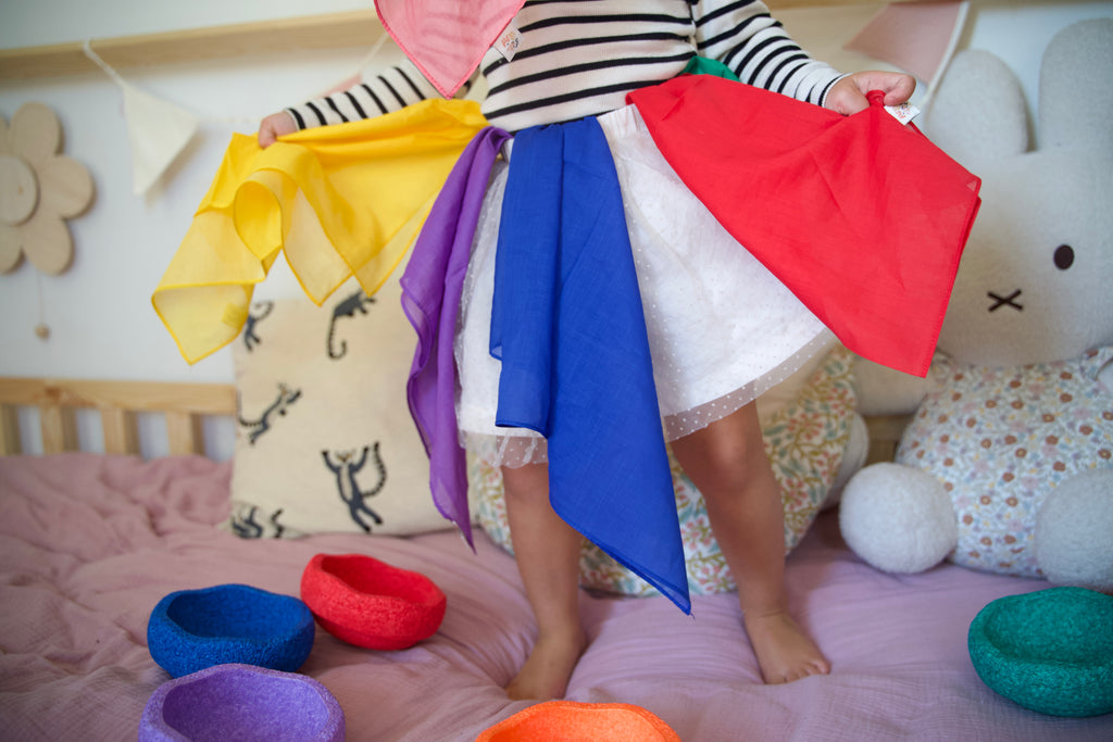 Pit & Play Regenboog Set 6 Speeldoeken 48x48cm | Regenboog