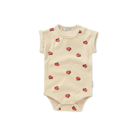 * Sproet & Sprout Terry Romper Apple Print | Sesame