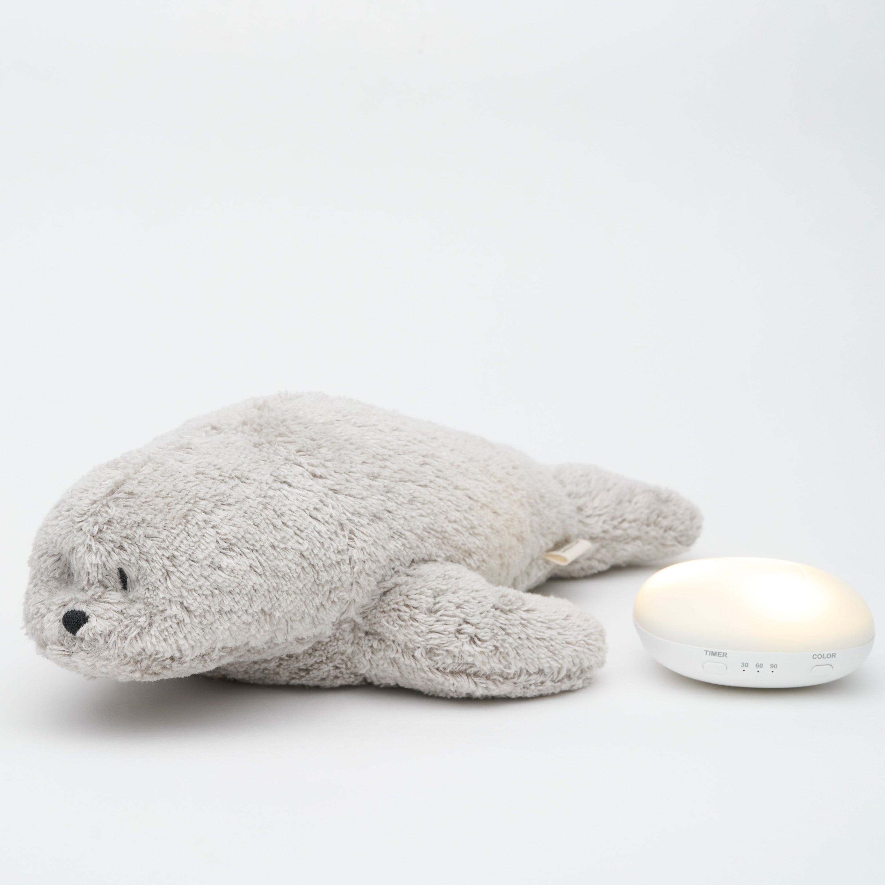 Moonie 2.0 - Knuffel Hartslag en Licht | Humming Zeehondje Seal Gray