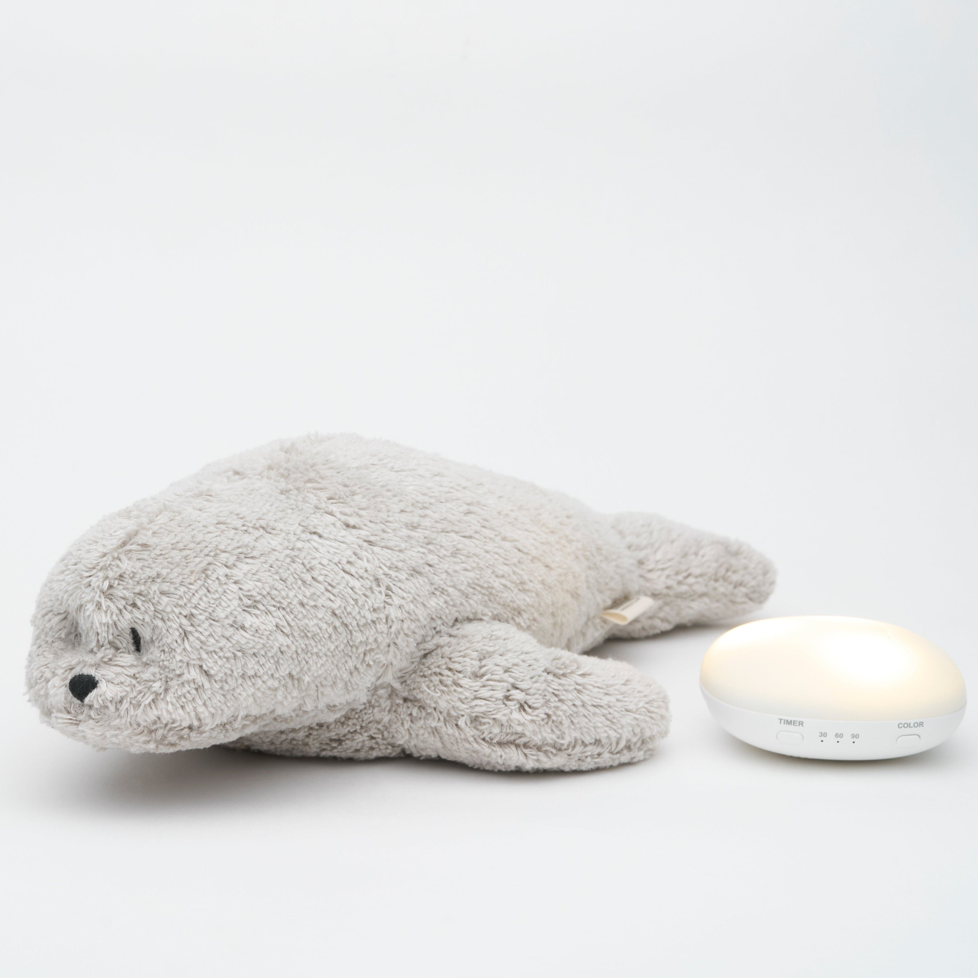 Moonie 2.0 - Knuffel Hartslag en Licht | Humming Zeehondje Seal Gray