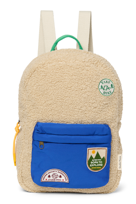 Studio Noos Backpack Midi | Ecru Teddy Cobalt