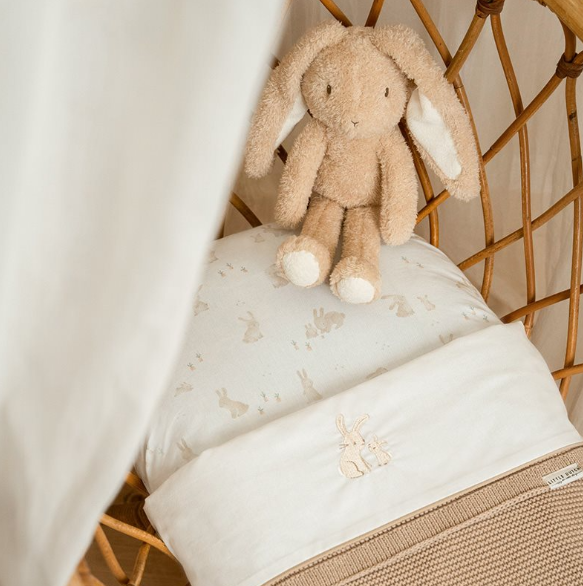 * Little Dutch Wieglaken 70x100cm Baby Bunny geborduurd | Wit