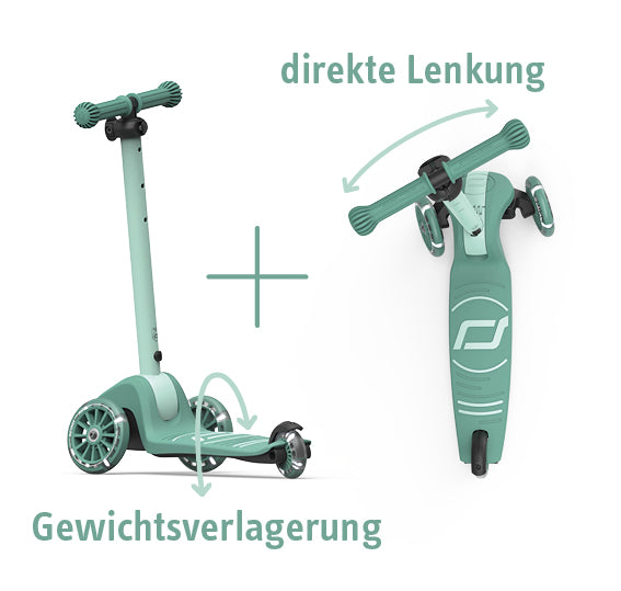 Scoot and Ride Highwaykick 3S Forest met dubbel stuursysteem