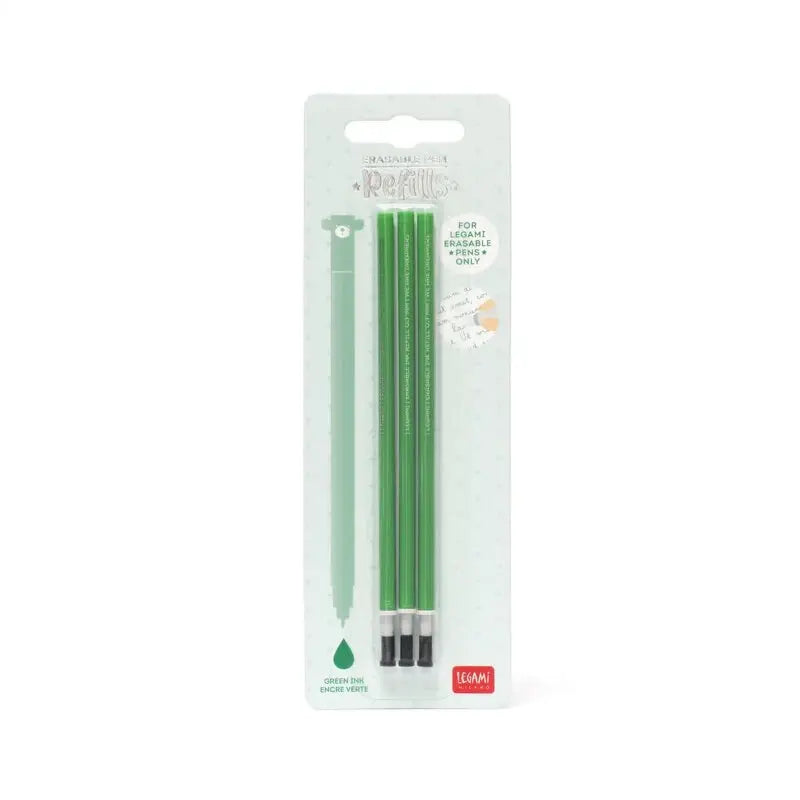 Legami Uitwisbare Erasable Gelpen Set 3 Navullingen | Groene Inkt