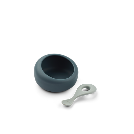 Liewood Sparia Bowl Met Lepels | Whale Blue / Dove Blue