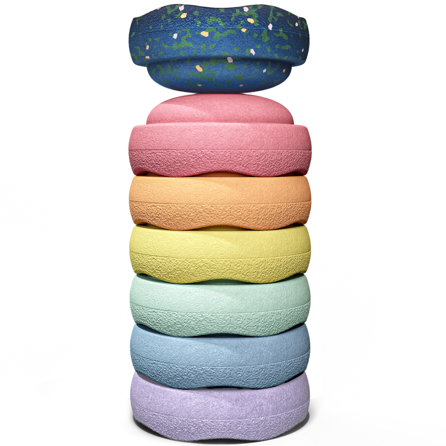 Stapelstein®  Spring Special Mini Rainbow Pastel Set van 6 + GRATIS steen