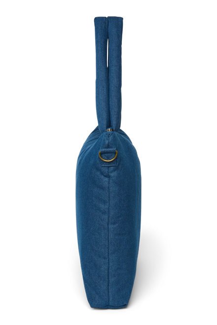 Studio Noos denim luiertas met D-ringen voor aan de kinderwagen, donkerblauw bij De Gele Flamingo