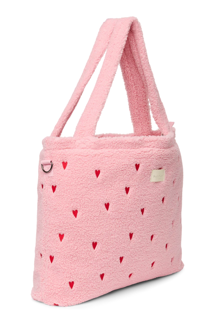 Studio Noos Luiertas met rits | Lichtroze Teddy Hearts