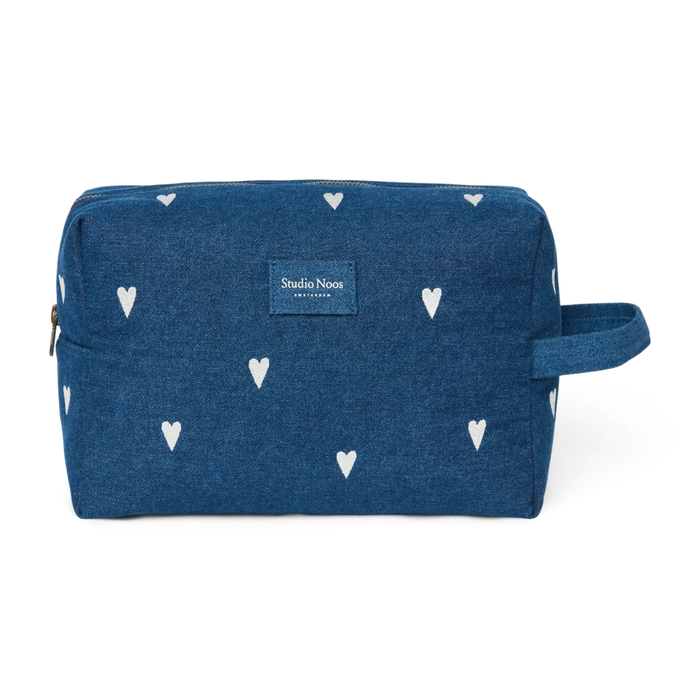 Studio Noos Toilettas | Donkerblauwe Denim Hearts