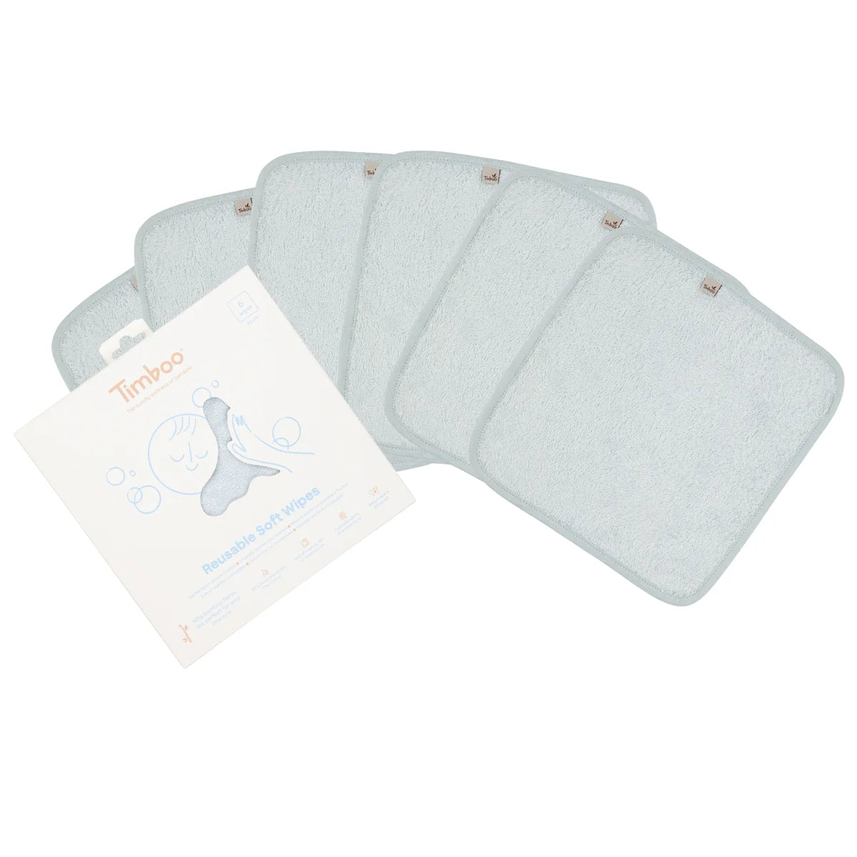 Timboo Herbruikbare Zachte Doekjes Set 6 20x20cm | Riviera Blue