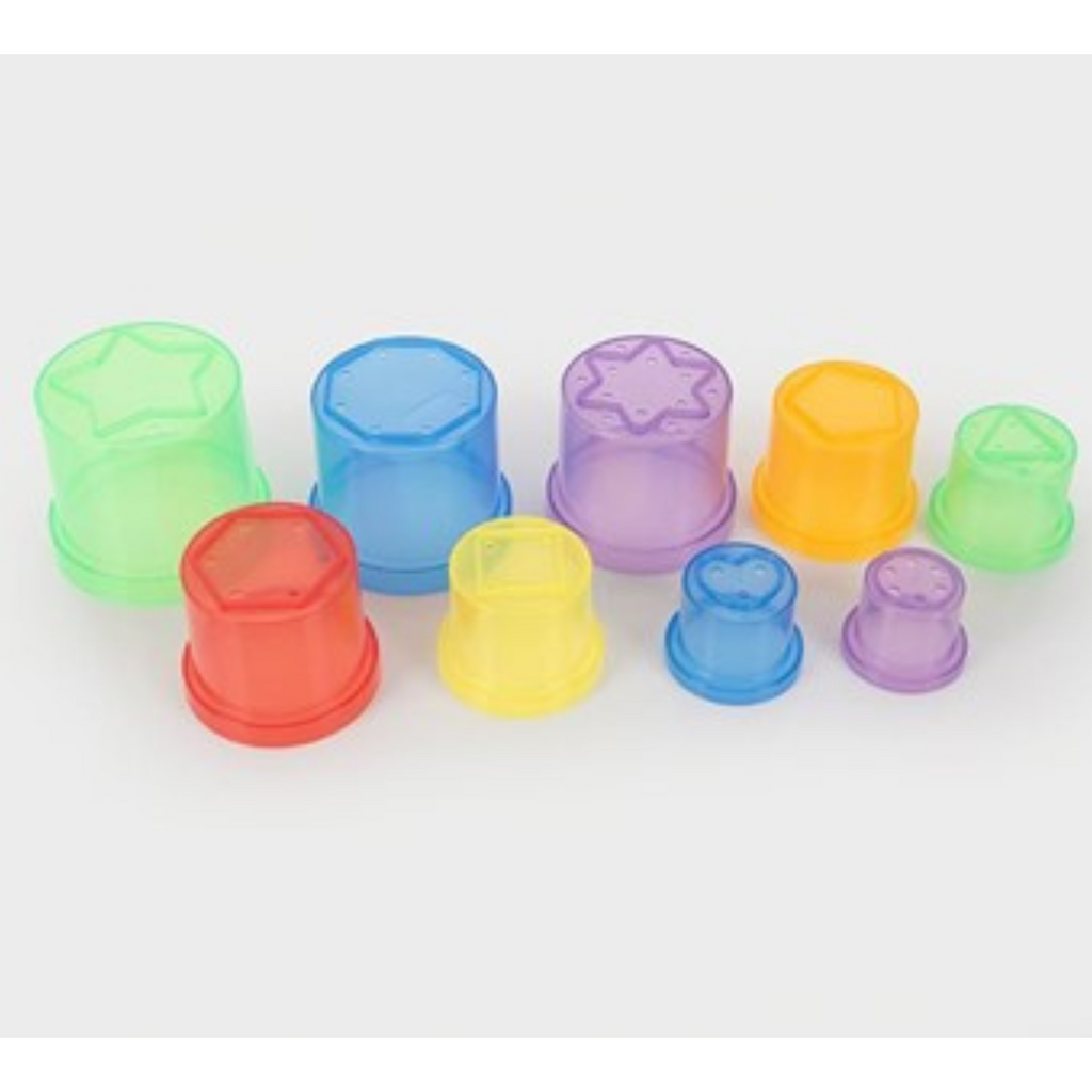 Tickit Doorschijnende Kleurrijke Stapelbare Bekers | 9 stuks