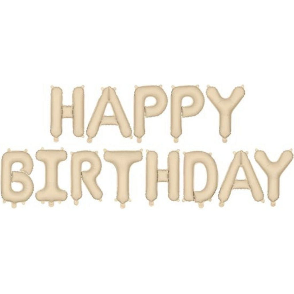 Party Deco Ballonnen | Happy Birthday Pastel beige