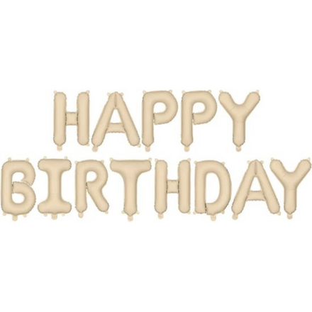 Party Deco Ballonnen | Happy Birthday Pastel beige