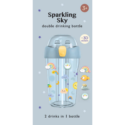 Petit Monkey Dubbele Drinkfles 430ml + 3D stickers | Sparkling Sky