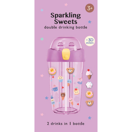 Petit Monkey Dubbele Drinkfles 430ml + 3D stickers | Sparkling Sweets