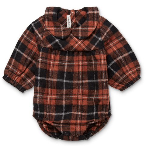 Sproet & Sprout Romper Flannel Check Loose Fit | Barn Red