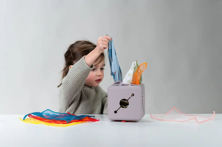 Taf Toys Pop-Up Tissue Box met vrolijk 3D bloemetje voor de tastzin, uitgelicht door De Gele Flamingo.