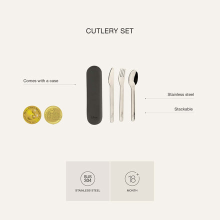 Citron Bestekset Green Dino, lepel vork en mes