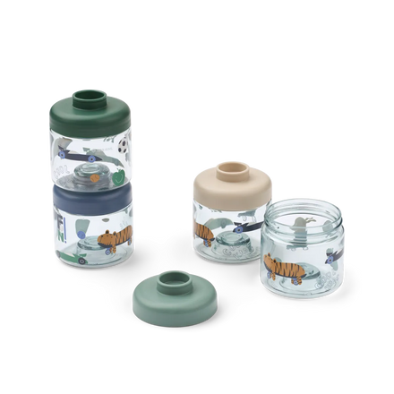 Liewood Dominique Baby Voeding Bewaarpotjes 100ml 4-Pack | Fun / Beach Blue