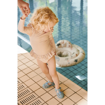Liewood Sille Baby Seersucker Badpak | Y/D Stripe Pale Tuscany / Creme de la creme