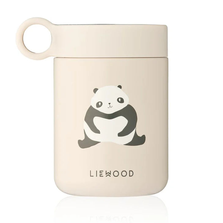 Liewood Kiani food jar in Panda-print op Sandy achtergrond