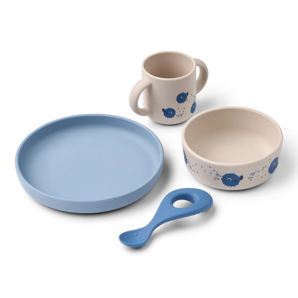 Liewood Vivi Printed Eetset | Pufferfish / Sandy