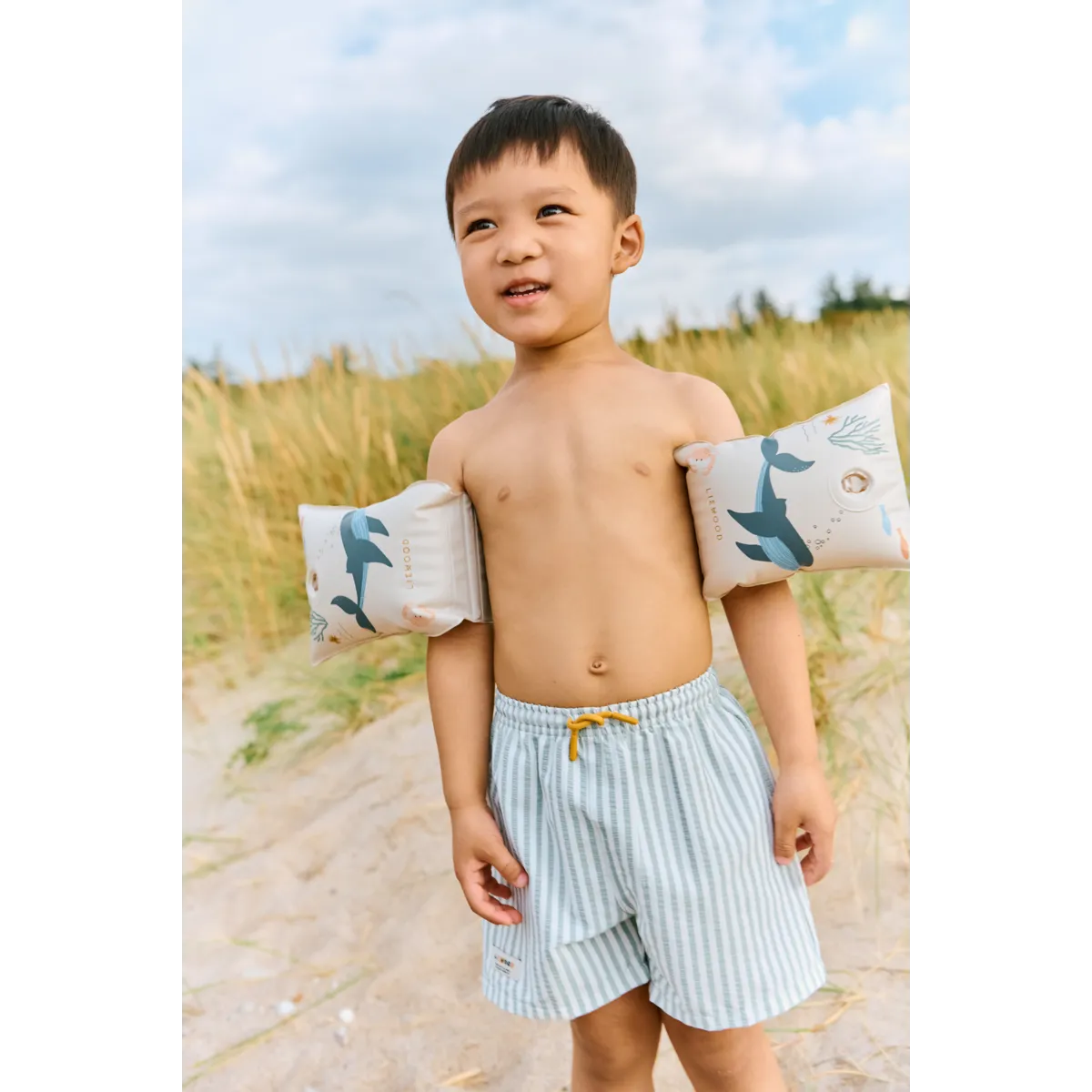 Liewood Duke Stripe Board Shorts | Peppermint / Crisp White