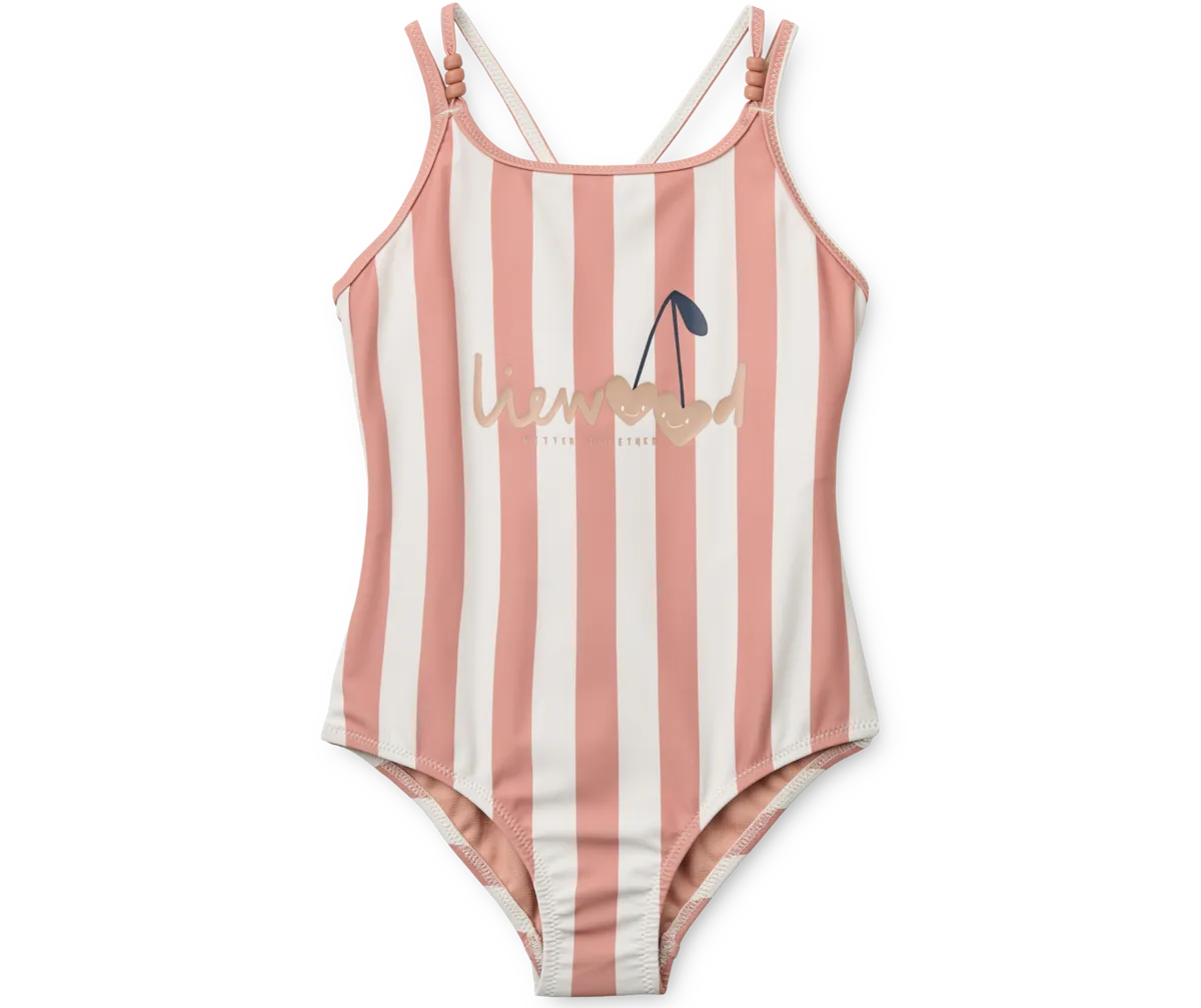 Liewood Suna Stripe Swimsuit | Coral Blush / Creme De La Creme