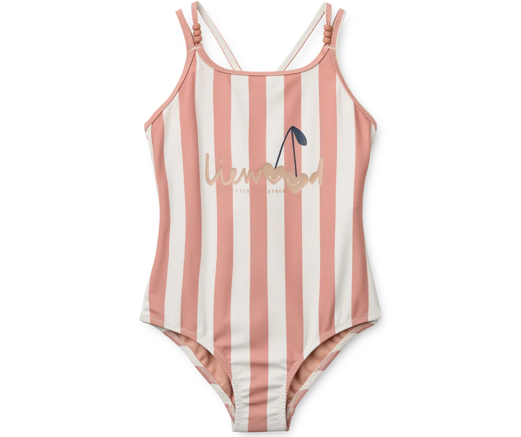 Liewood Suna Stripe Swimsuit | Coral Blush / Creme De La Creme