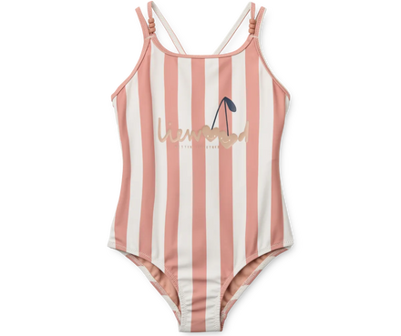 Liewood Suna Stripe Swimsuit | Coral Blush / Creme De La Creme