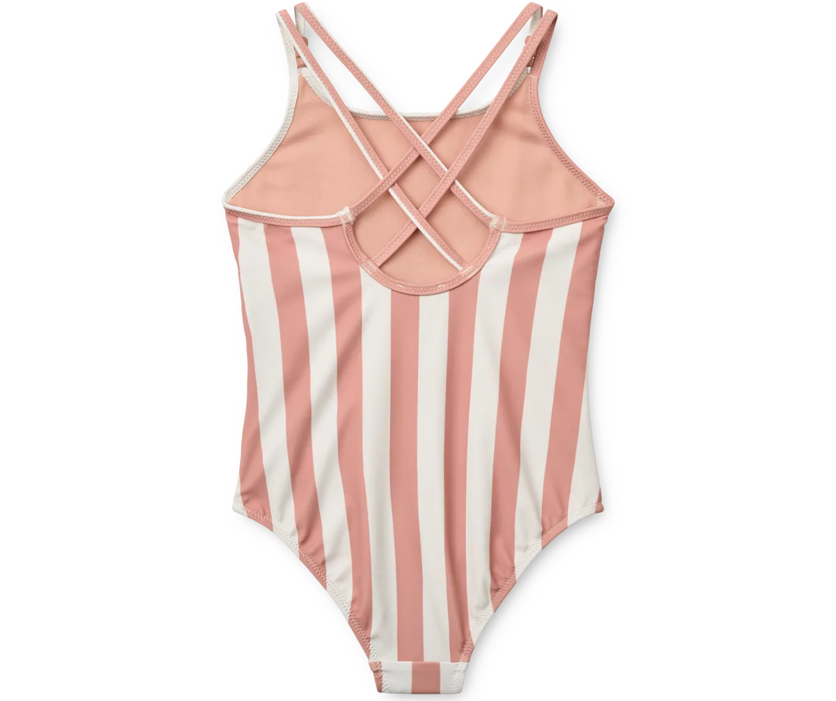 Liewood Suna Stripe Swimsuit | Coral Blush / Creme De La Creme
