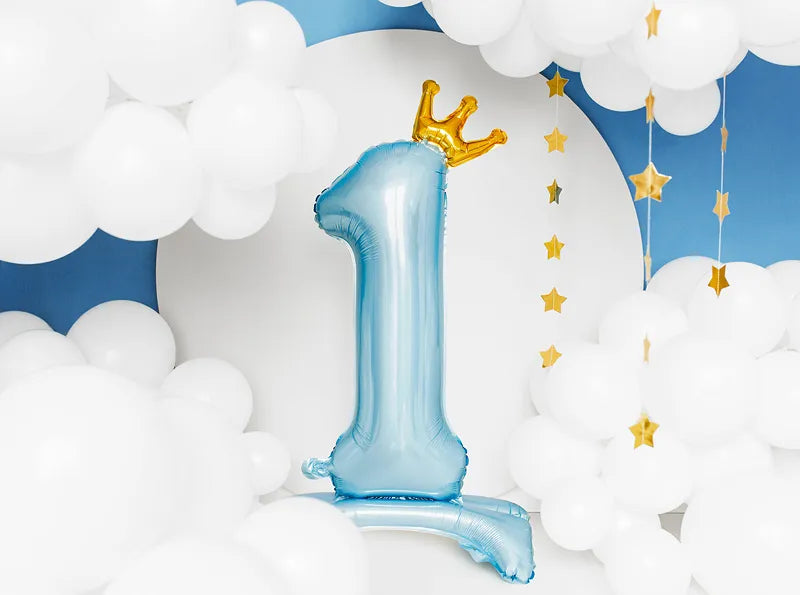 * Party Deco Folie Ballon | Nummer 1 Sky Blue