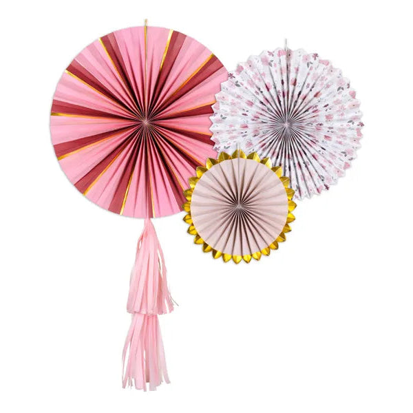 Party Deco Papieren Waaiers Rozetten Bloemen 3 st 26-43cm