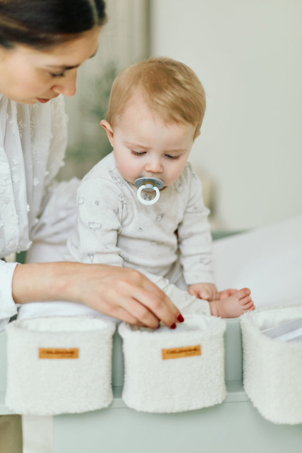 * Childhome Set Van 3 Hangmandjes | Teddy Ecru