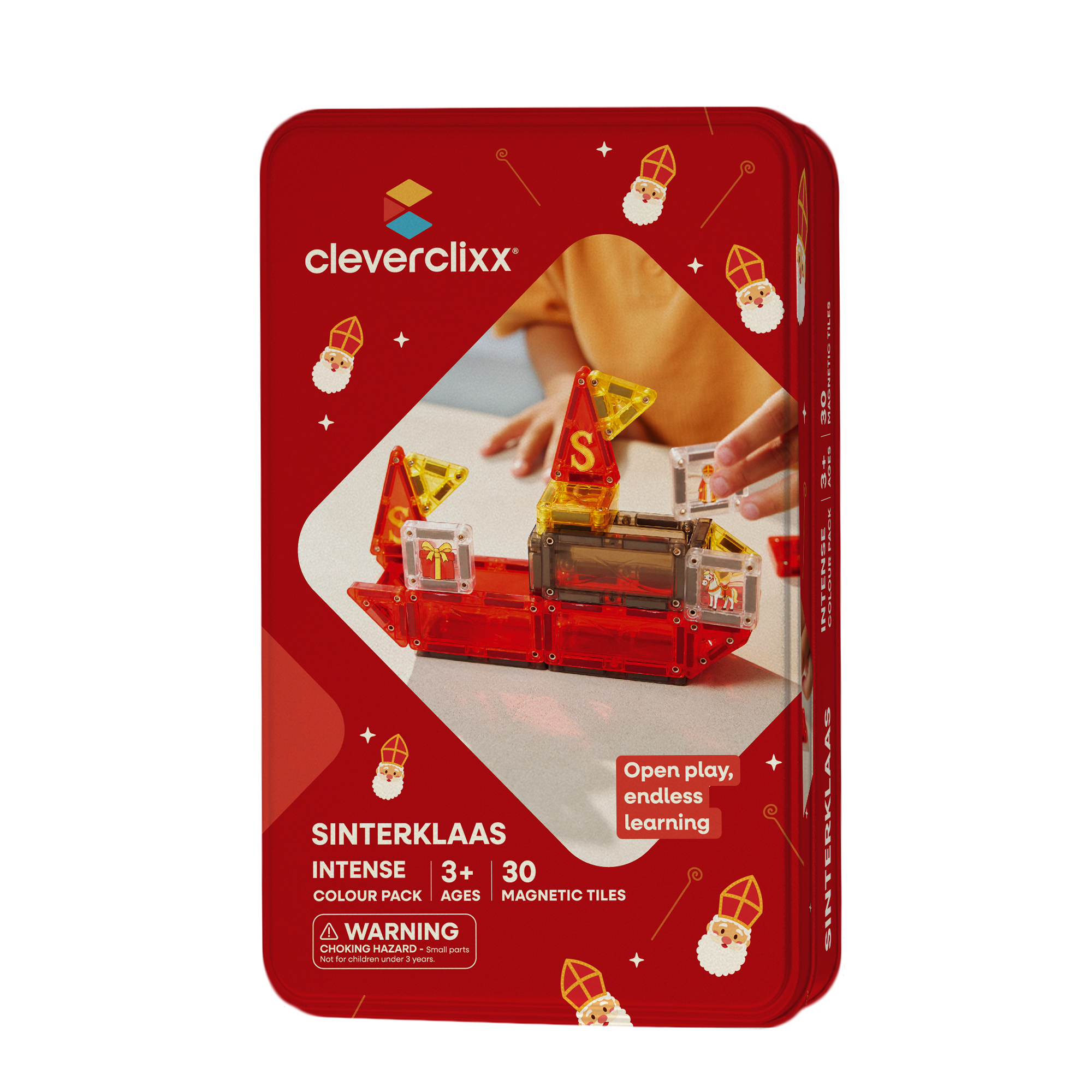 Cleverclixx Mini Tiles Sinterklaas met 30 magnetische tegels in Sinterklaaskleuren, De Gele Flamingo