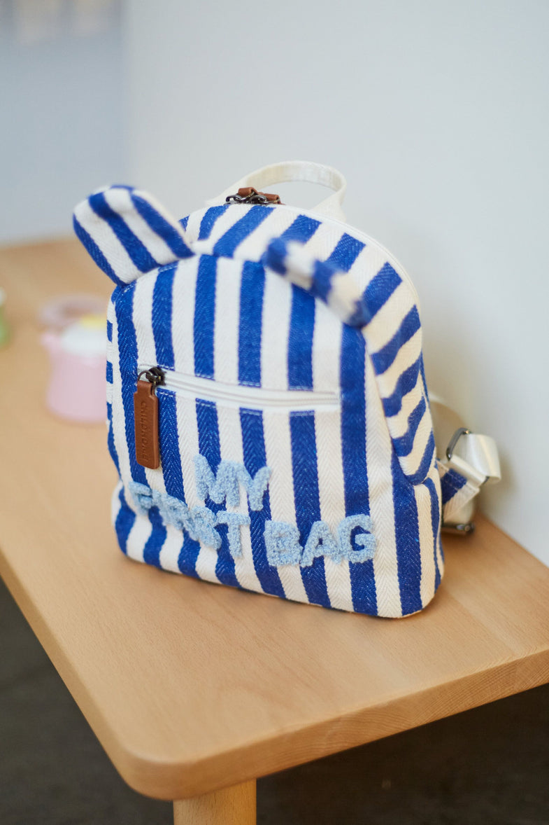 Childhome Rugzakje Kids My First Bag | Stripes Electric Blue / Light Blue