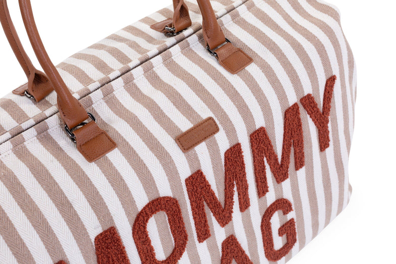Childhome Weekendtas Mommy Bag Verzorgingstas | Stripes Nude / Terracotta